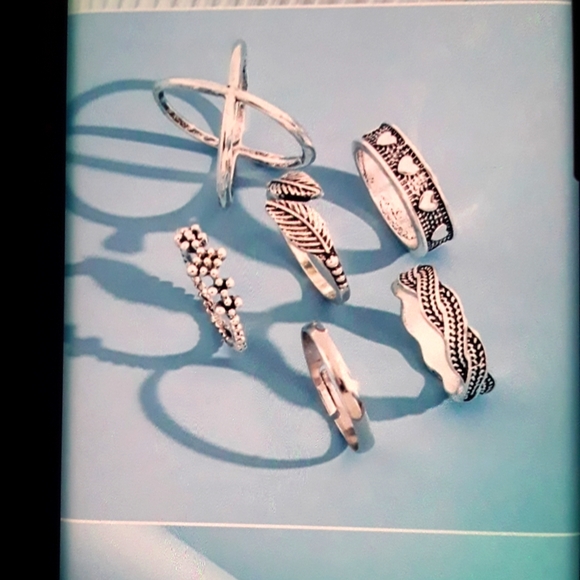 🔥Sale!!!!6 piece Trendy Leaf midi ring set - Picture 2 of 4